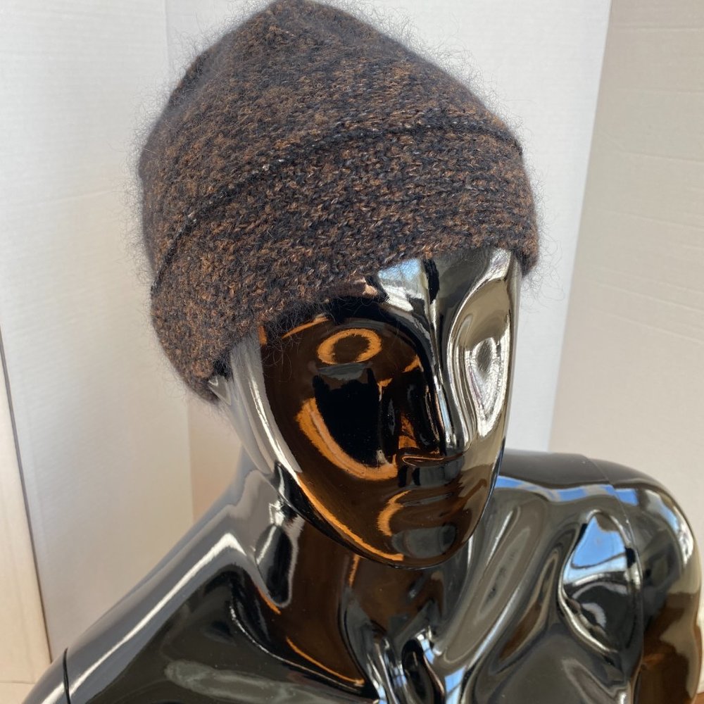 Rykiel Homme Very Soft Brown Black Grey Wool Mohair Beanie Hat Size Small